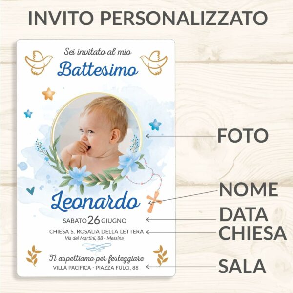 INVITI BATTESIMO BIMBO PERSONALIZZATI - immagine 2