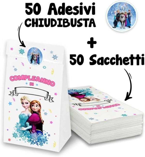 SACCHETTI REGALO COMPLEANNO FROZEN - immagine 2