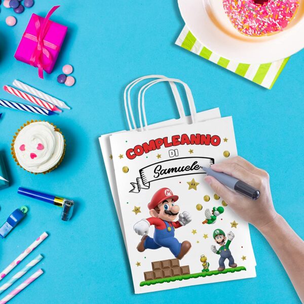 BUSTE REGALO COMPLEANNO SUPER MARIO - immagine 2