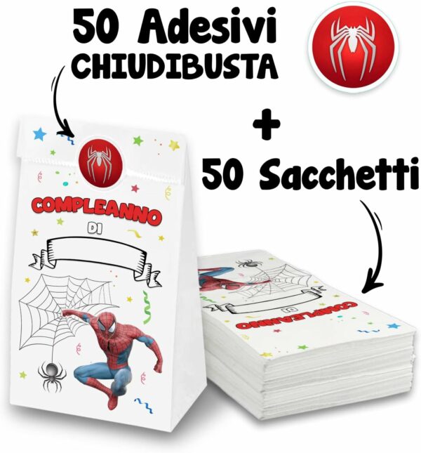 SACCHETTI REGALO COMPLEANNO SPIDERMAN - immagine 3