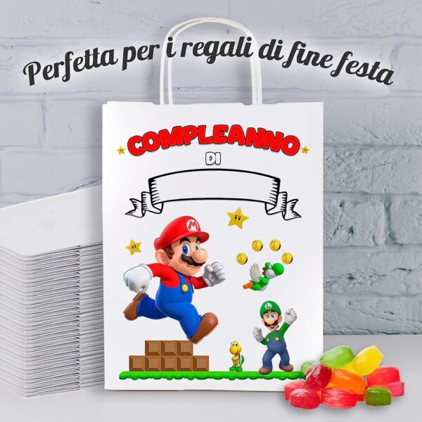 BUSTE REGALO COMPLEANNO SUPER MARIO - immagine 3